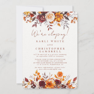 We're Eloping Colorful Fall Floral Reception Invitation