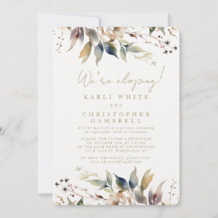 We're Eloping Painted Autumn Leaves Reception Invitation