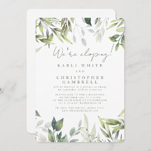 We're Eloping Silver Greenery Fall Reception Invitation