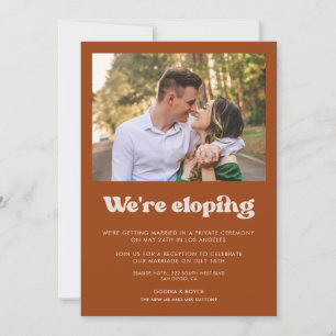 We're eloping Stylish Burnt Orange announcement