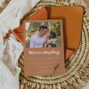 We're eloping Stylish retro Brown announcement