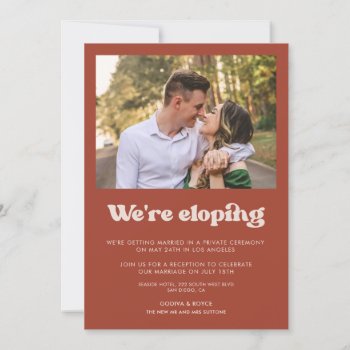 We're Eloping Stylish Terracotta Announcement by LemonBox at Zazzle