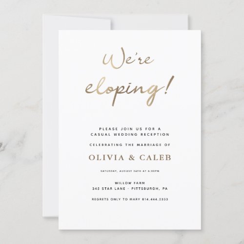 Were Eloping Wedding Reception invitation