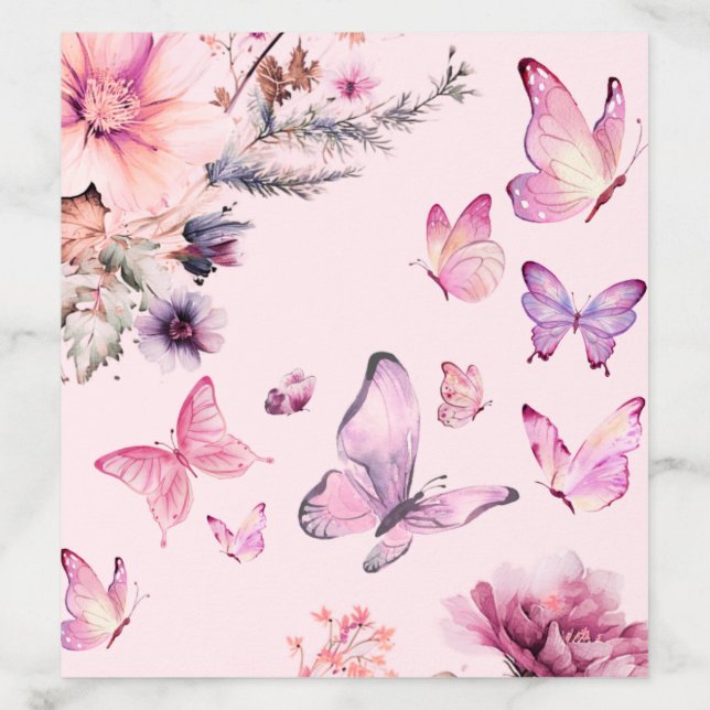 We're Enchanted To Meet Pink Butterfly Baby Shower Envelope Liner (Design)