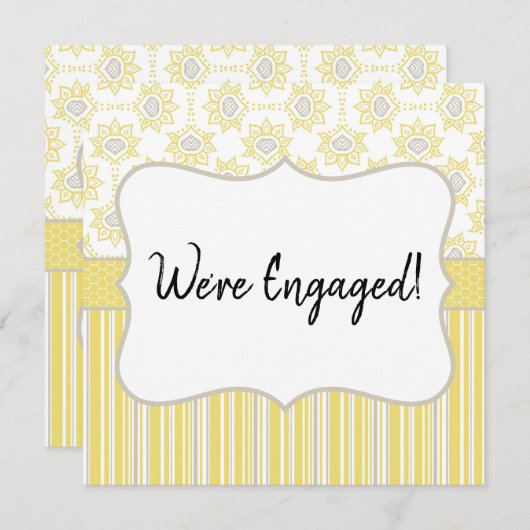 We're Engaged Bee Yellow and Grey Geometric (Front/Back)
