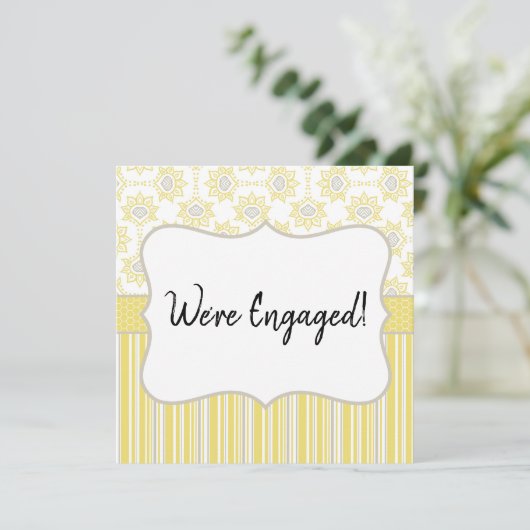 We're Engaged Bee Yellow and Grey Geometric (Standing Front)