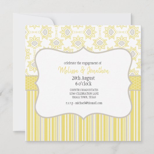We're Engaged Bee Yellow and Grey Geometric (Back)