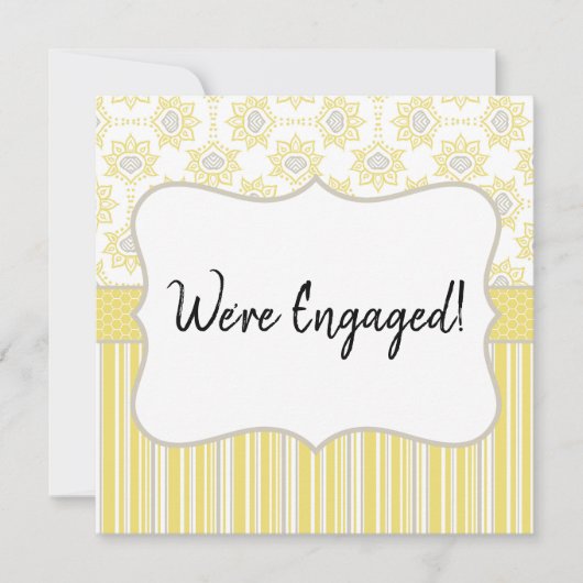 We're Engaged Bee Yellow and Grey Geometric (Front)