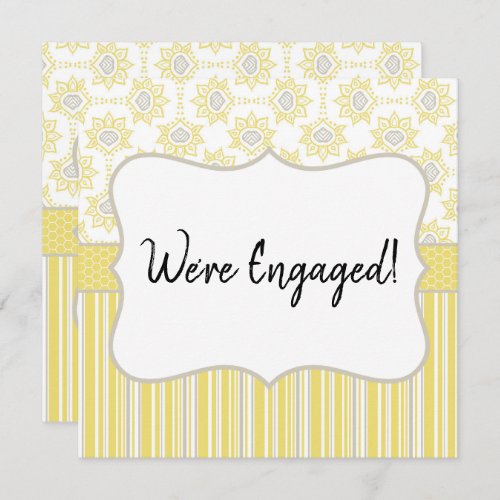 Were Engaged Bee Yellow and Grey Geometric