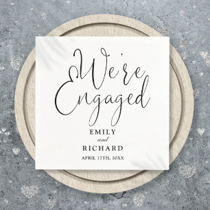 We're Engaged Black And White Engagement Party Napkins