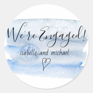 We're Engaged Blue Watercolor Envelope Seal