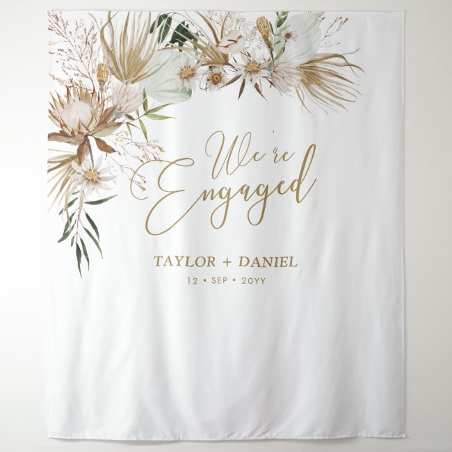 We're Engaged | Boho Bohemian Engagement Party Tapestry