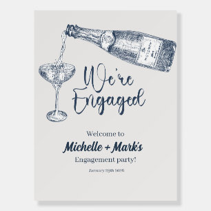 We're Engaged, Champagne Engagement, minimal Foam Board