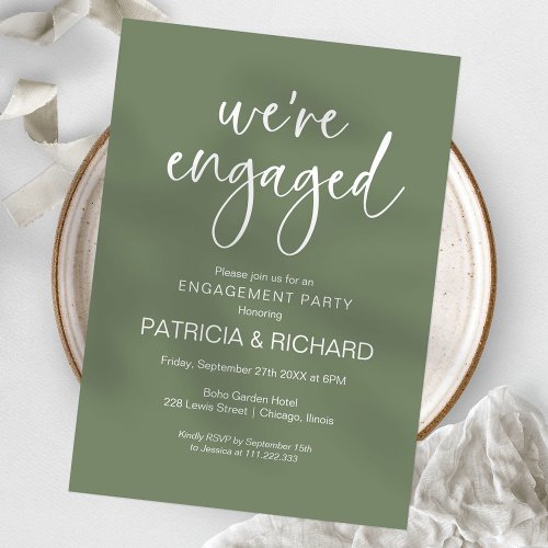 Were Engaged Chic Calligraphy Engagement Party Invitation