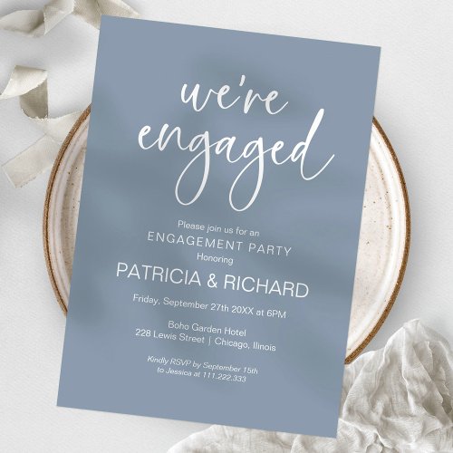 Were Engaged Chic Calligraphy Engagement Party Invitation