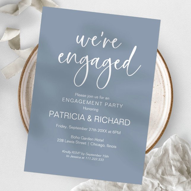 We're Engaged Chic Calligraphy Engagement Party Invitation (Creator Uploaded)
