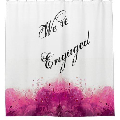 Were Engaged _ Couples Engagement Watercolor Shower Curtain