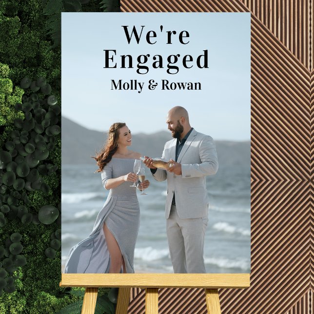 We're Engaged Custom Photo Name Engagement Party Foam Board (Creator Uploaded)