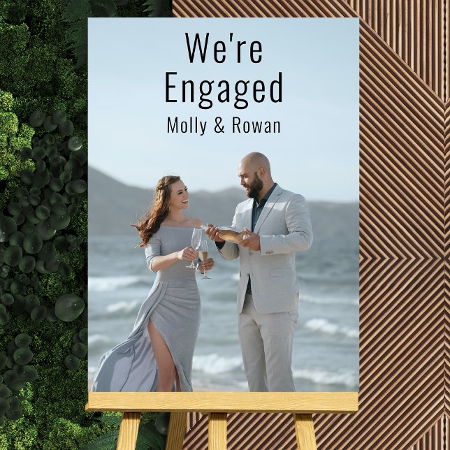 We're Engaged Custom Photo Name Engagement Party Foam Board (Creator Uploaded)