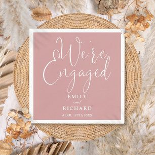 We're Engaged Dusty Rose Pink Engagement Party  Napkins