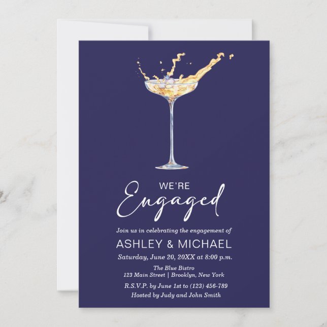 We're Engaged Elegant Champagne Engagement Party Invitation (Front)