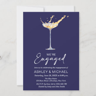 We're Engaged Elegant Champagne Engagement Party Invitation