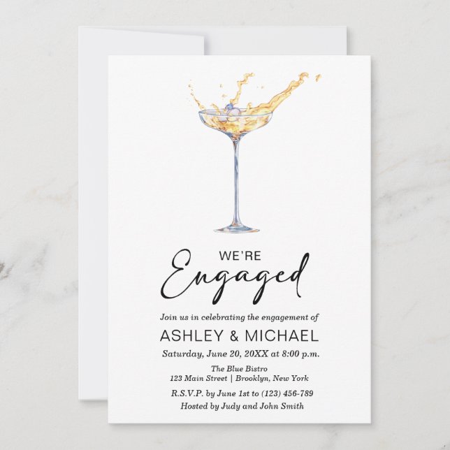 We're Engaged Elegant Champagne Engagement Party Invitation (Front)