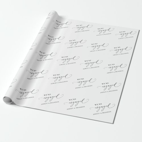 Were Engaged Elegant Engagement Party Wrapping Paper