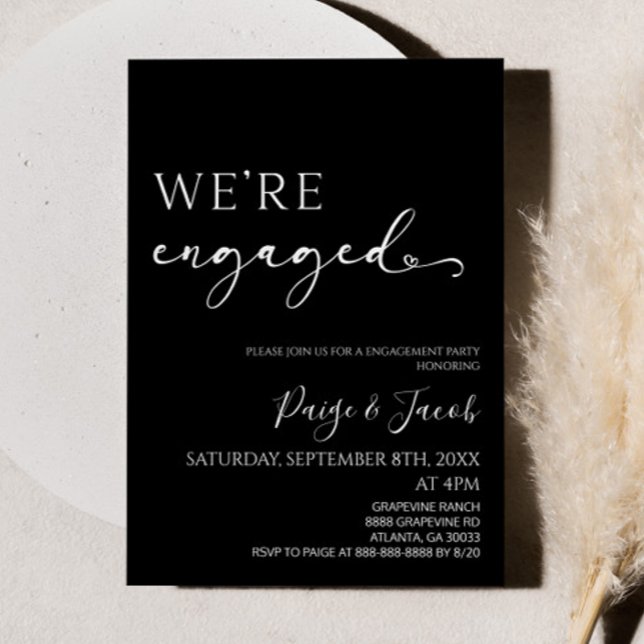 We're Engaged Elegant Minimalist Engagement Party Invitation (Creator Uploaded)