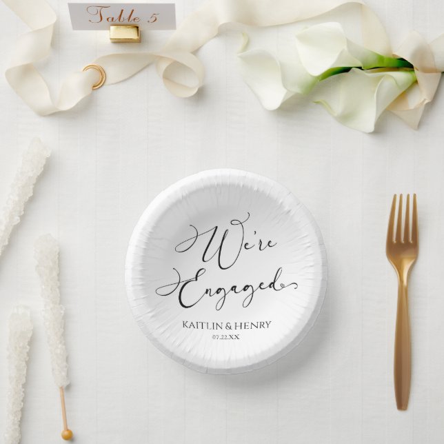 We're Engaged Elegant Minimalist Engagement Party Paper Bowls (Wedding)