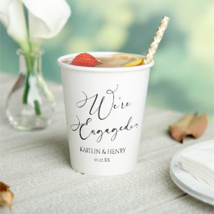 We're Engaged Elegant Minimalist Engagement Party Paper Cups