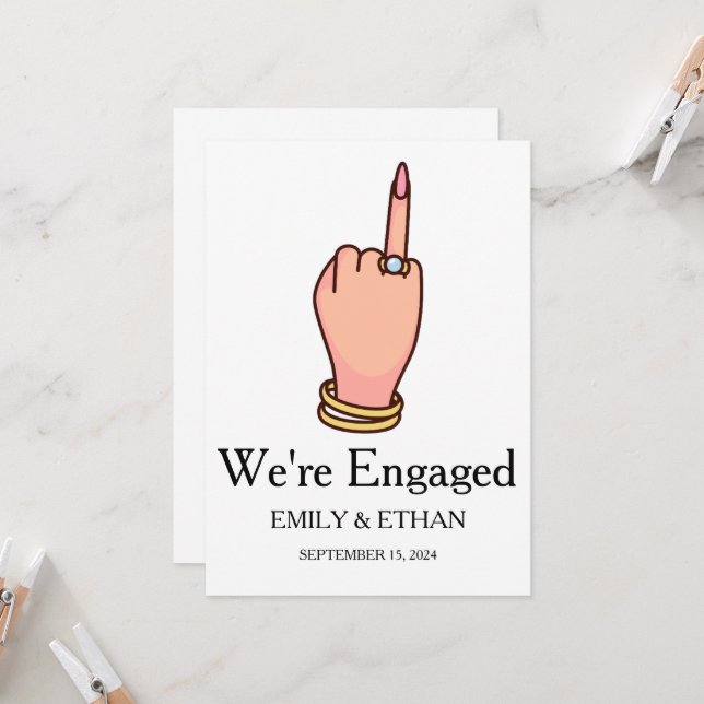 We're engaged engagement announcement cards (Front/Back In Situ)