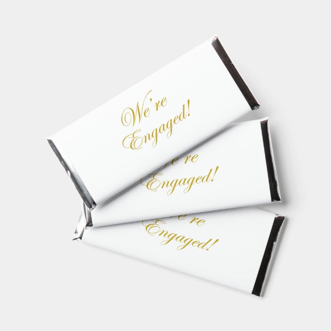 We're Engaged Engagement Gold Script Hershey Bar Favors (Front)