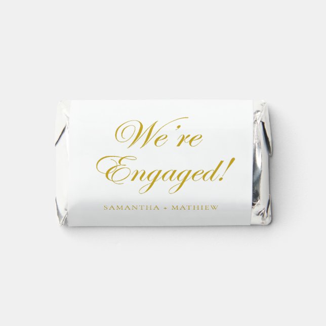 We're Engaged Engagement Gold Script Hershey's Miniatures (Front)