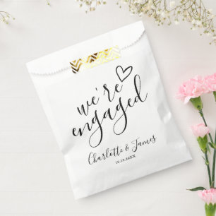 We're Engaged Engagement Party Black And White Favor Bag
