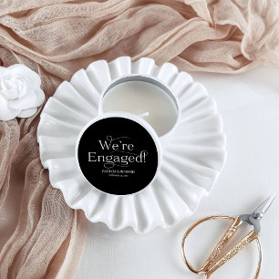 We're Engaged Engagement Party Black And White  Mini Candle Favors