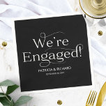 We're Engaged Engagement Party Black Napkins<br><div class="desc">Elegant typography,  engagement party napkins. Easy to personalize with your details. Please get in touch with me via chat if you have questions about the artwork or need customization. PLEASE NOTE: For assistance on orders,  shipping,  product information,  etc.,  contact Zazzle Customer Care directly https://help.zazzle.com/hc/en-us/articles/221463567-How-Do-I-Contact-Zazzle-Customer-Support-.</div>