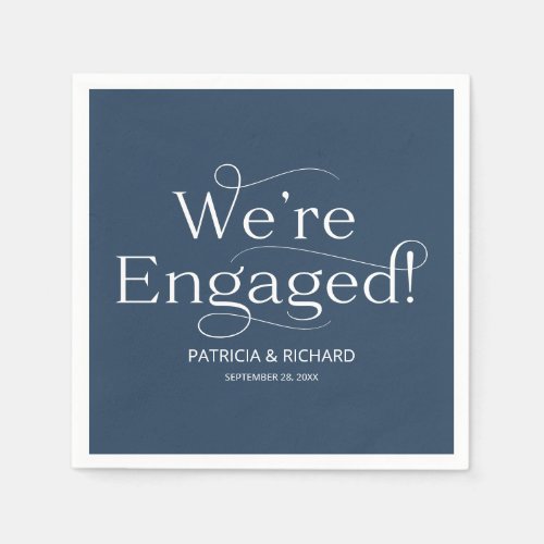Were Engaged Engagement Party Blue Napkins