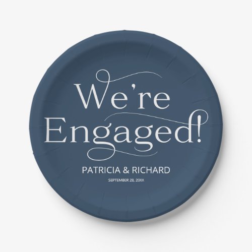 Were Engaged Engagement Party Blue Paper Plates