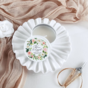 We're Engaged Engagement Party Blush Floral Mini Candle Favors