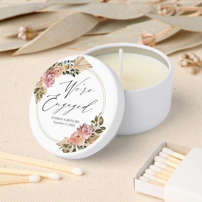 We're Engaged Engagement Party Boho Chic Mini Candle Favors (Insitu)