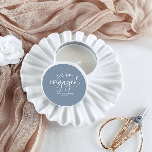We're Engaged Engagement Party Dusty Blue Mini Candle Favors