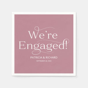 We're Engaged Engagement Party Dusty Pink Napkins