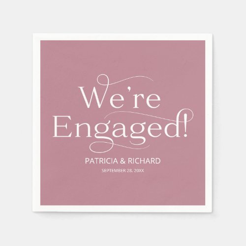 Were Engaged Engagement Party Dusty Pink Napkins