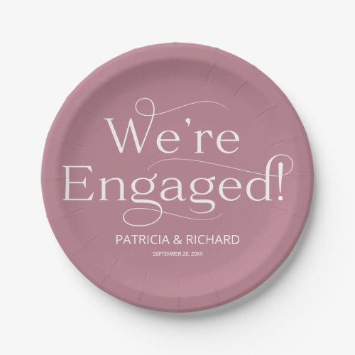 Were Engaged Engagement Party Dusty Pink Paper Plates