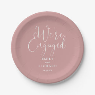 We're Engaged Engagement Party Dusty Rose Pink Paper Plates