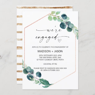 We're Engaged Engagement Party Green Eucalyptus Invitation