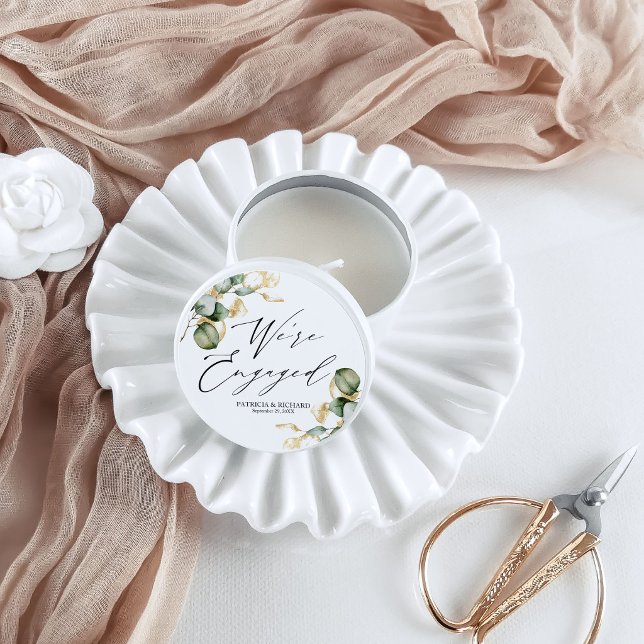 We're Engaged Engagement Party Greenery Mini Candle Favors (Creator Uploaded)