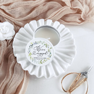 We're Engaged Engagement Party Greenery Mini Candle Favors