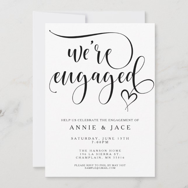 We're Engaged Engagement Party Invitation (Front)